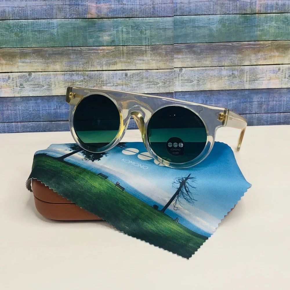 KOMONO Hippolyte Vanilla Ice Sunglasses NEW clear shield